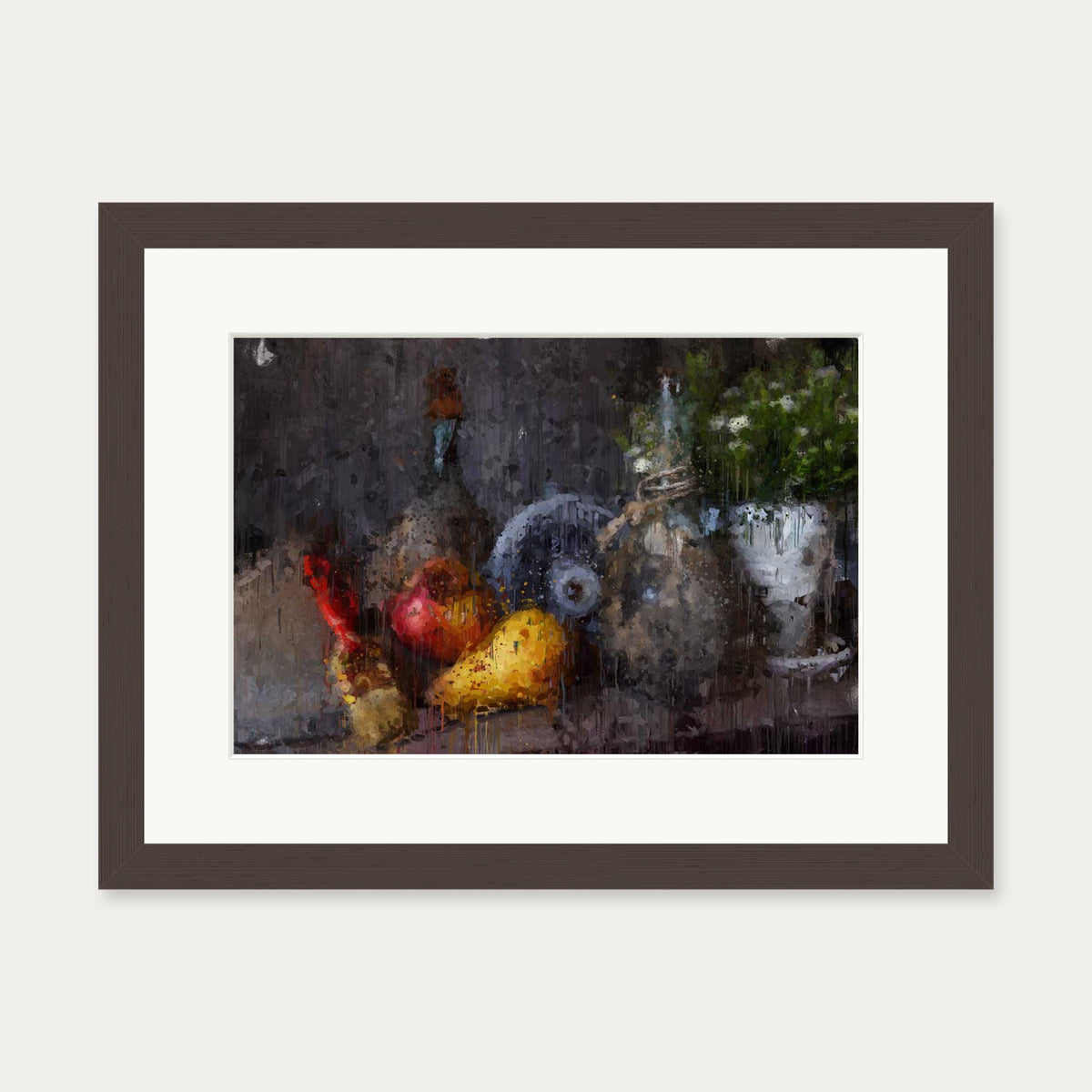 Still Life Impressionist Art Print — 30 x 40 cm — Brown Frame