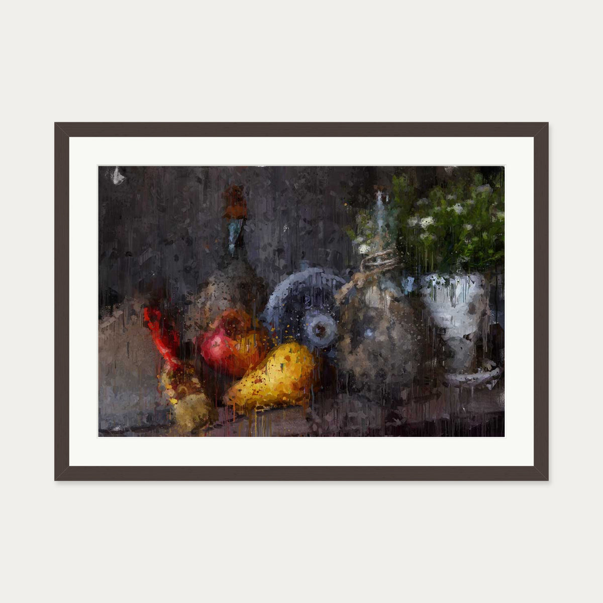 Still Life Impressionist Art Print — 50 x 70 cm — Brown Frame