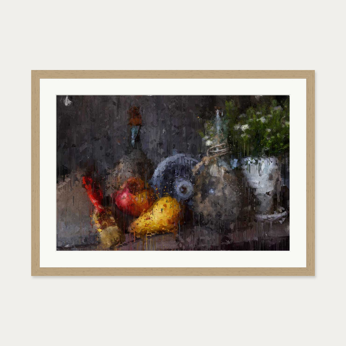Still Life Impressionist Art Print — 50 x 70 cm — Oak Frame