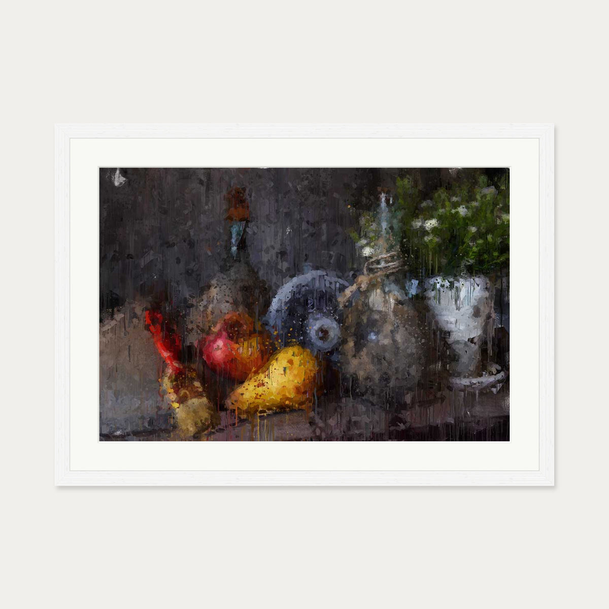 Still Life Impressionist Art Print — 50 x 70 cm — White Frame