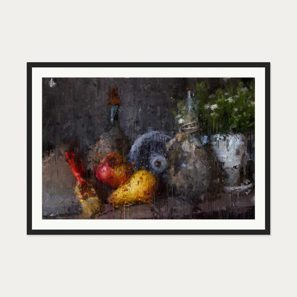 Still Life Impressionist Art Print — 70 x 100 cm — Black Frame