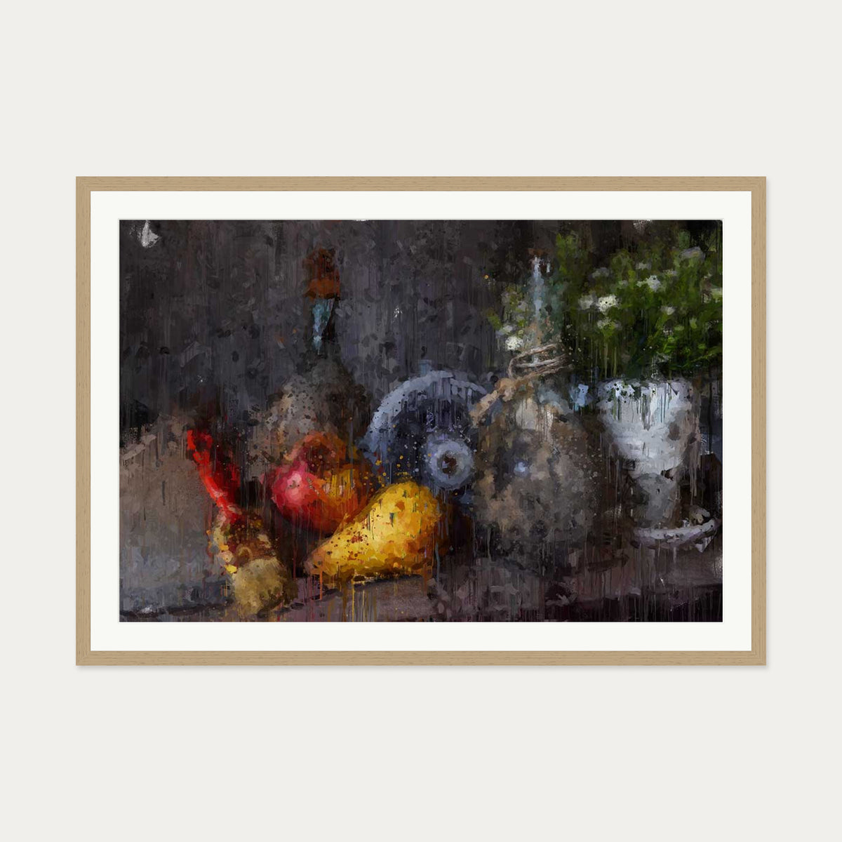 Still Life Impressionist Art Print — 70 x 100 cm — Oak Frame