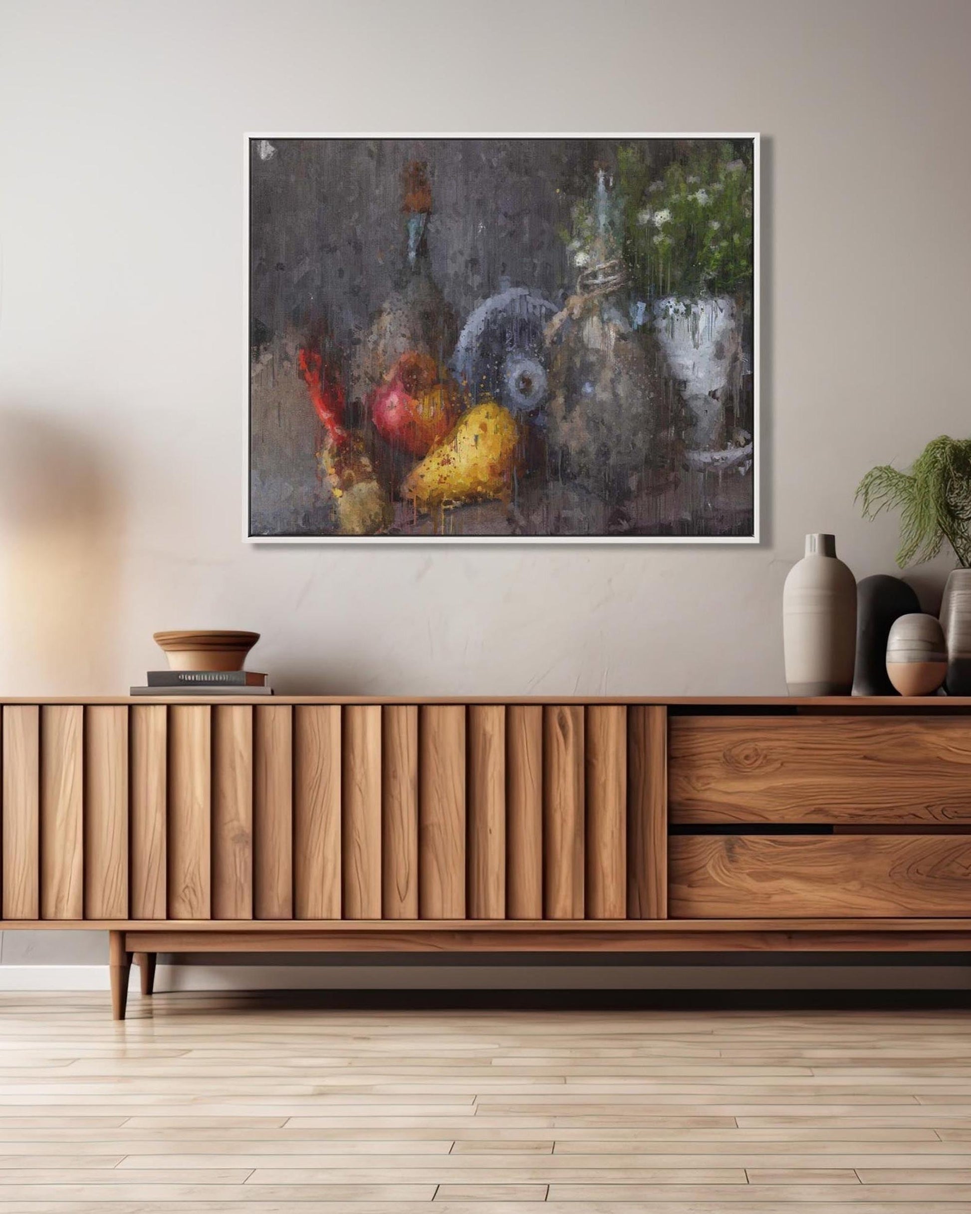 Still Life Fine Art Painting Framed Canvas-Abstract House