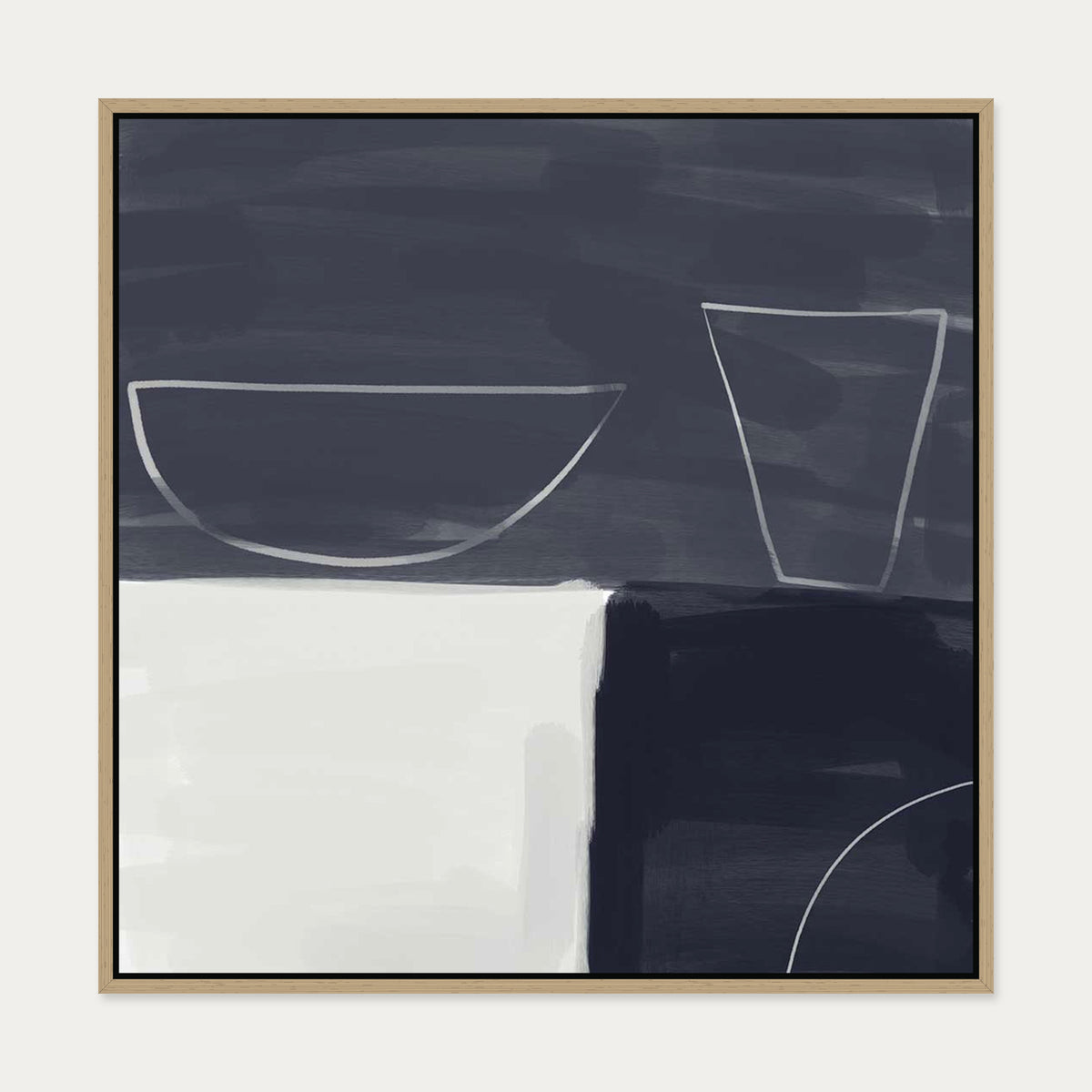 Still Life Study II Canvas Art — 70 x 70 cm — Oak Frame