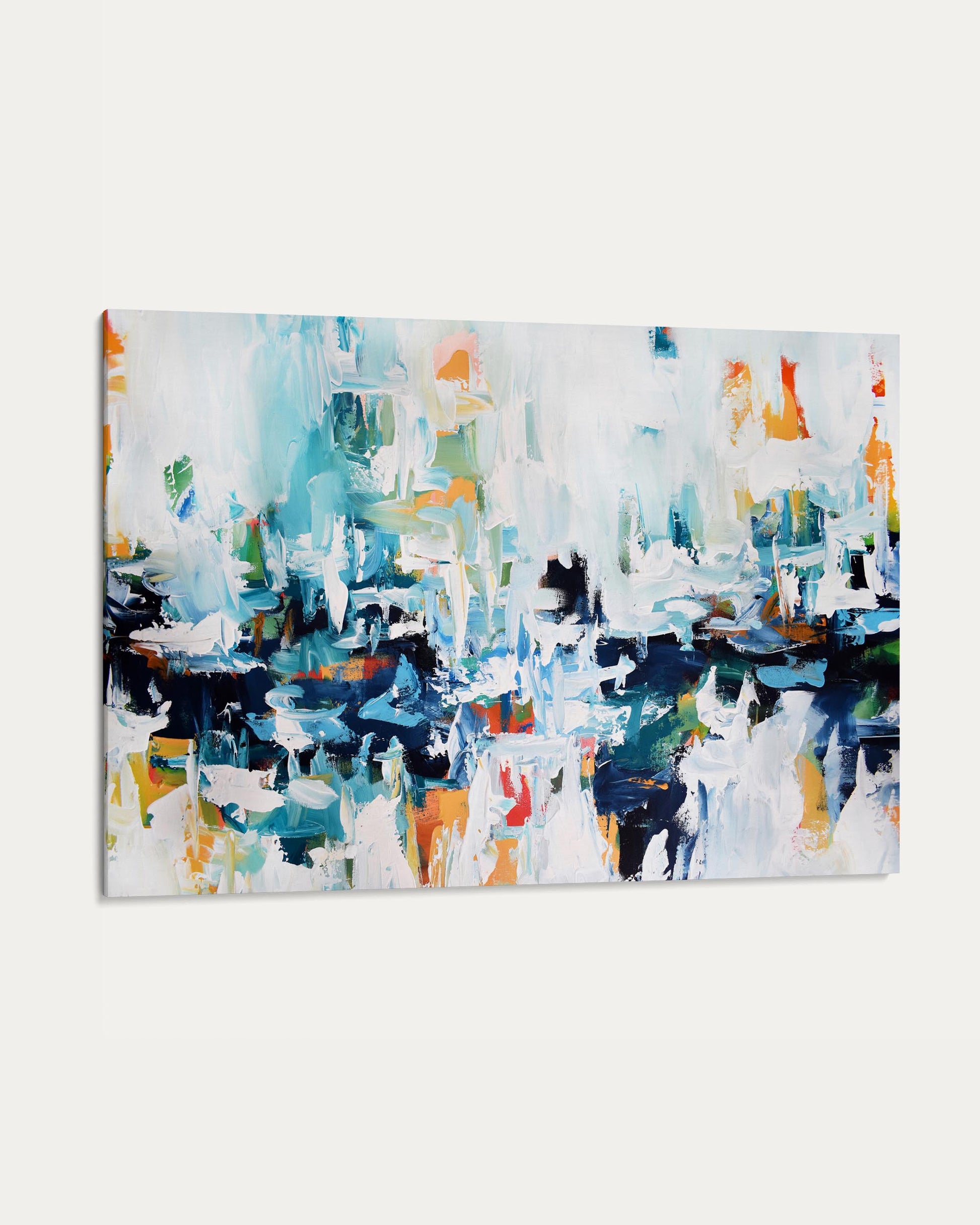 Abstract art painting with multicolors on a white background