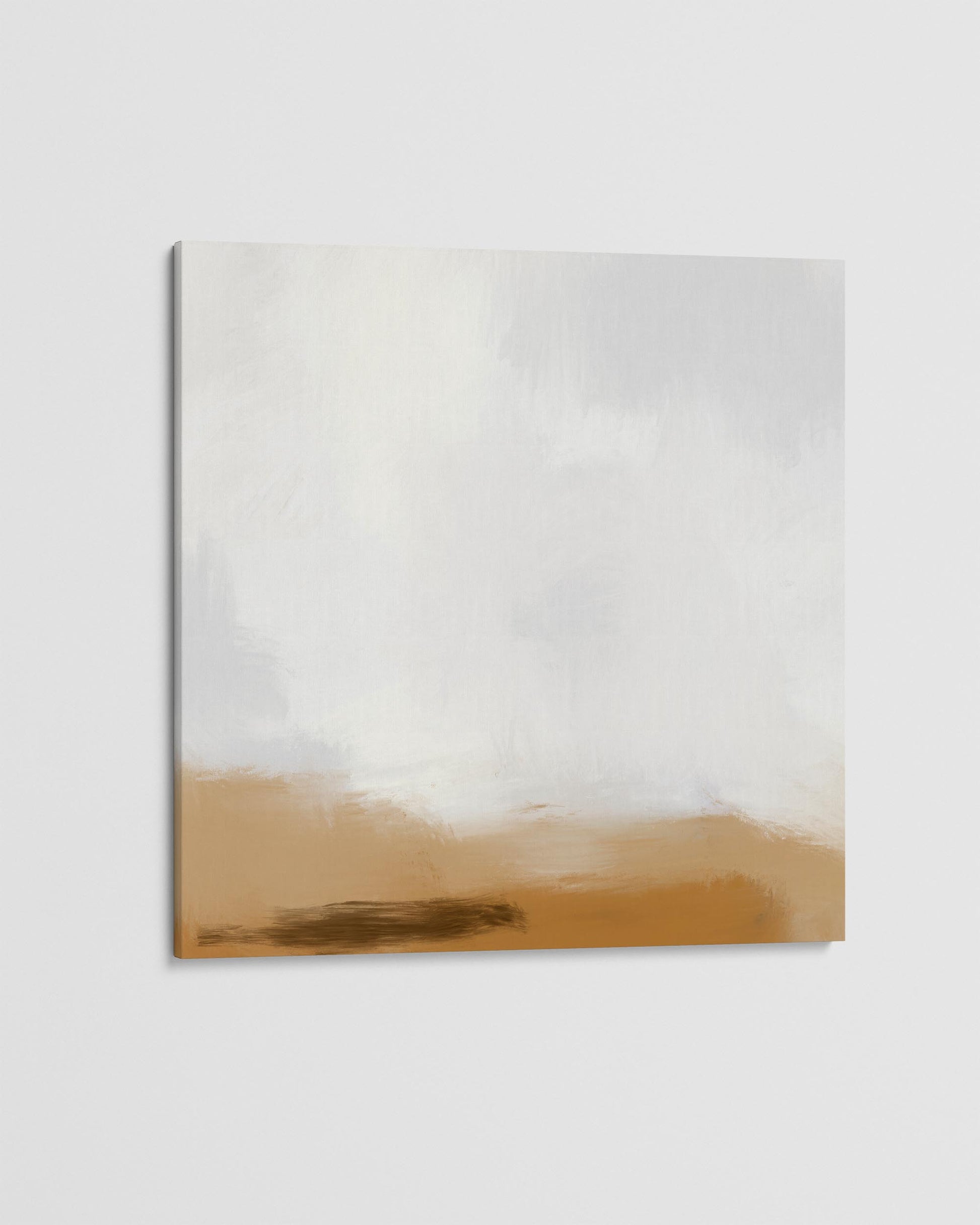 Abstract art piece with a gradient from beige to white on a light gray background