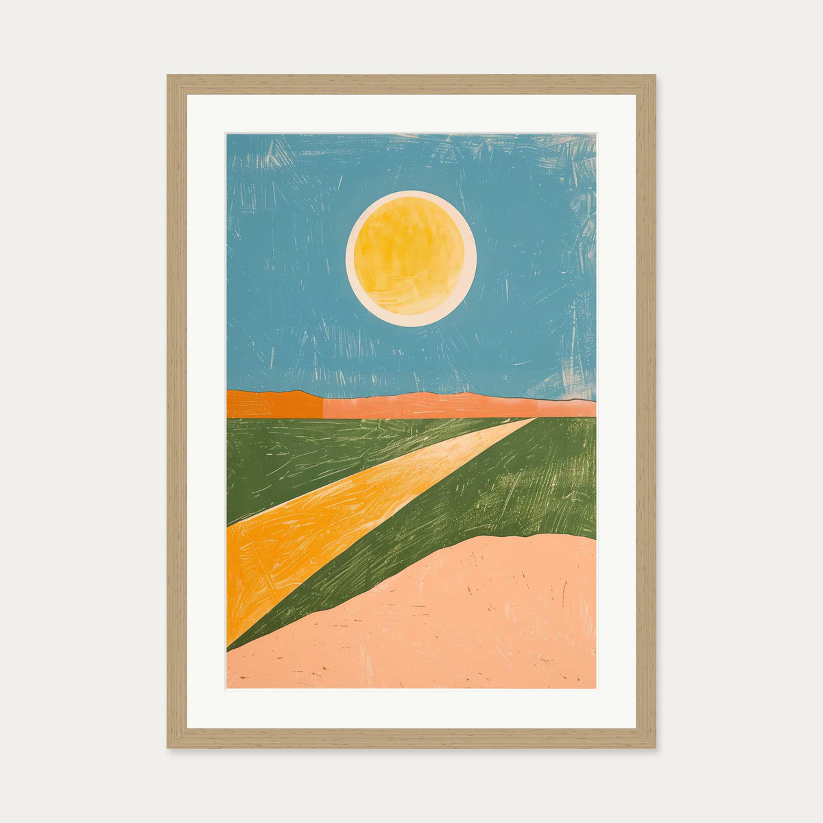 Sunny Day Wall Art Print — 50 x 70 cm — Oak Frame