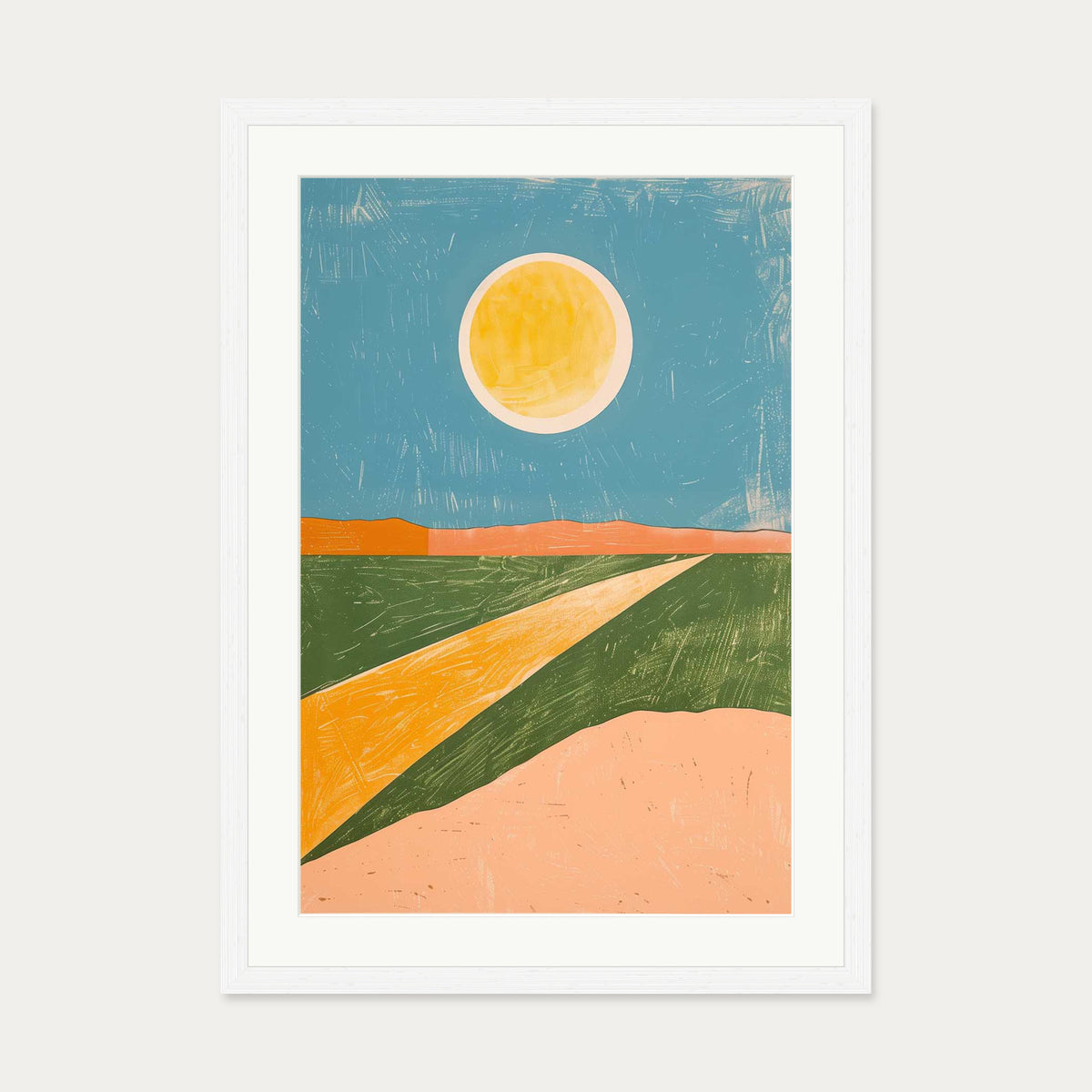 Sunny Day Wall Art Print — 50 x 70 cm — White Frame