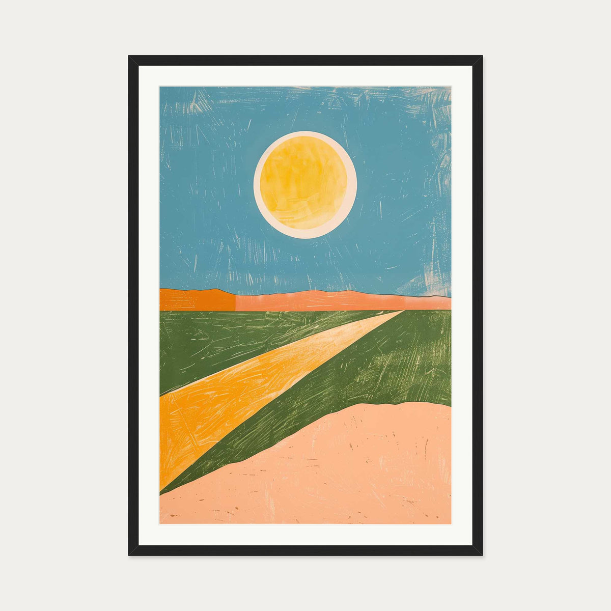 Sunny Day Wall Art Print — 70 x 100 cm — Black Frame