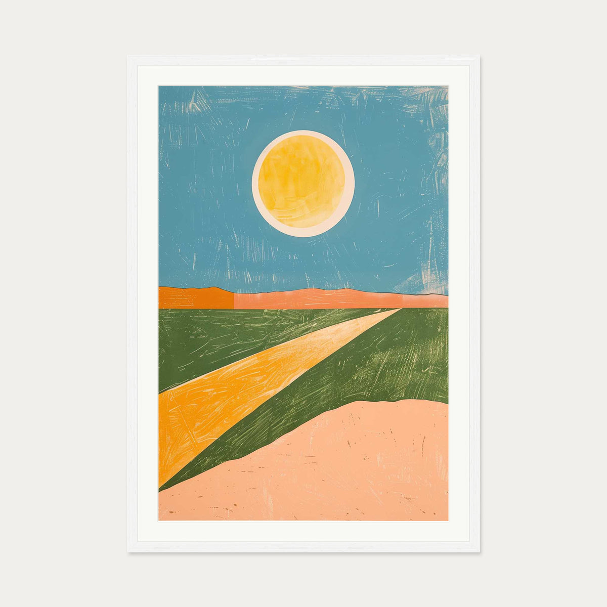 Sunny Day Wall Art Print — 70 x 100 cm — White Frame