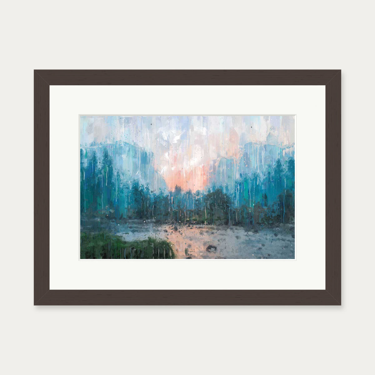 Sunset Landscape Art Print — 30 x 40 cm — Brown Frame