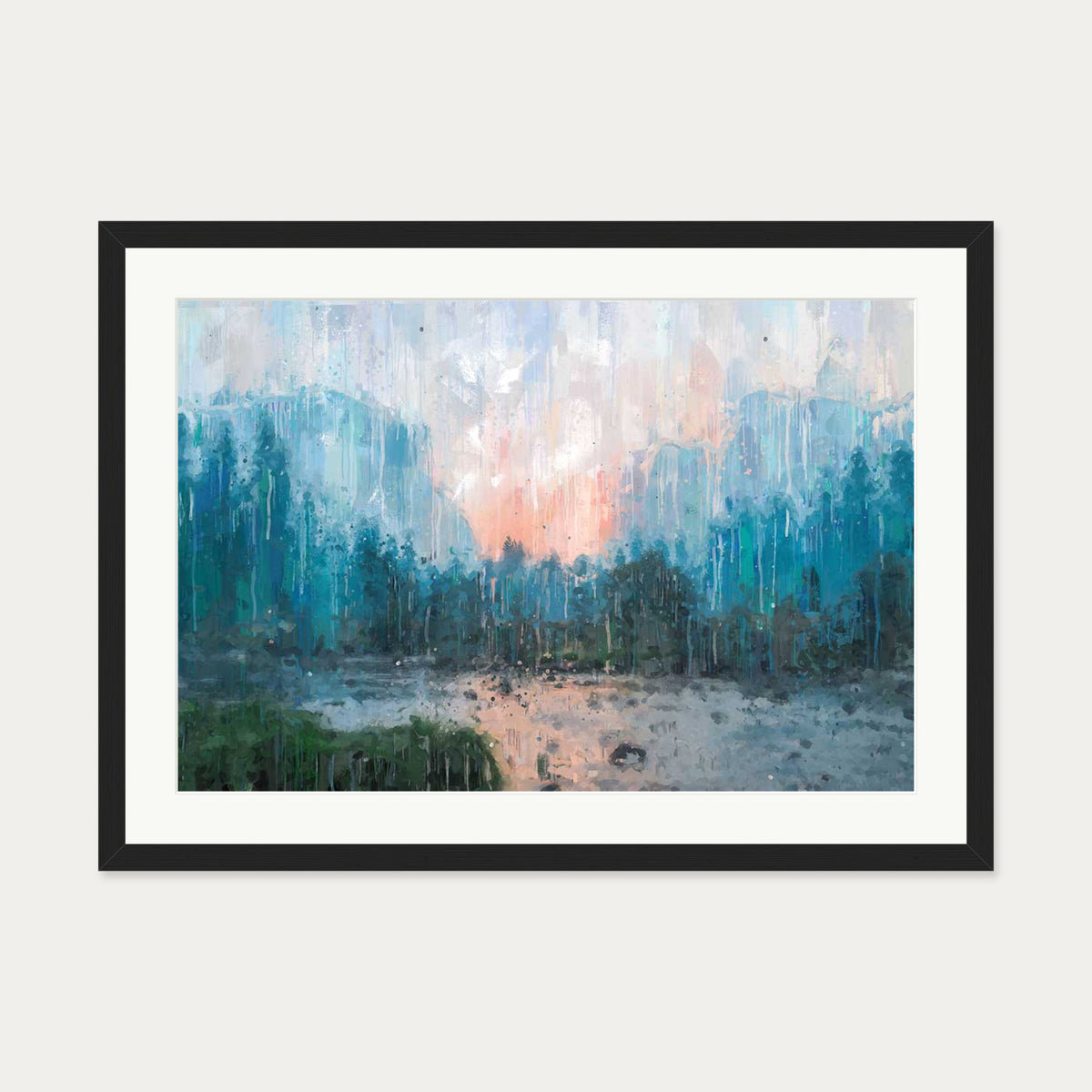 Sunset Landscape Art Print — 50 x 70 cm — Black Frame