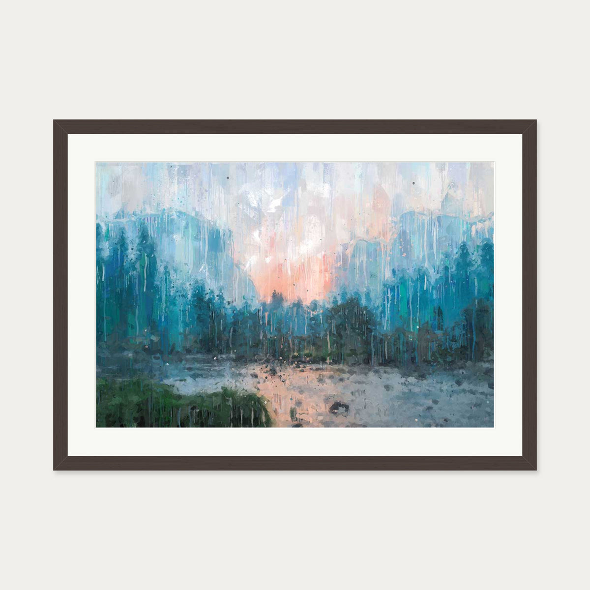 Sunset Landscape Art Print — 50 x 70 cm — Brown Frame