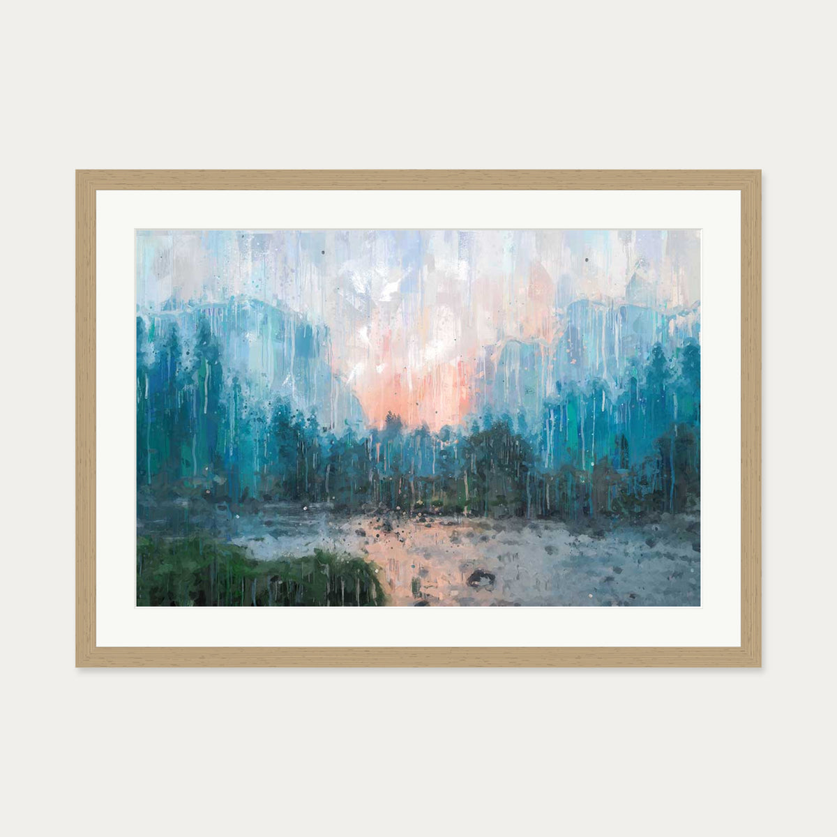 Sunset Landscape Art Print — 50 x 70 cm — Oak Frame