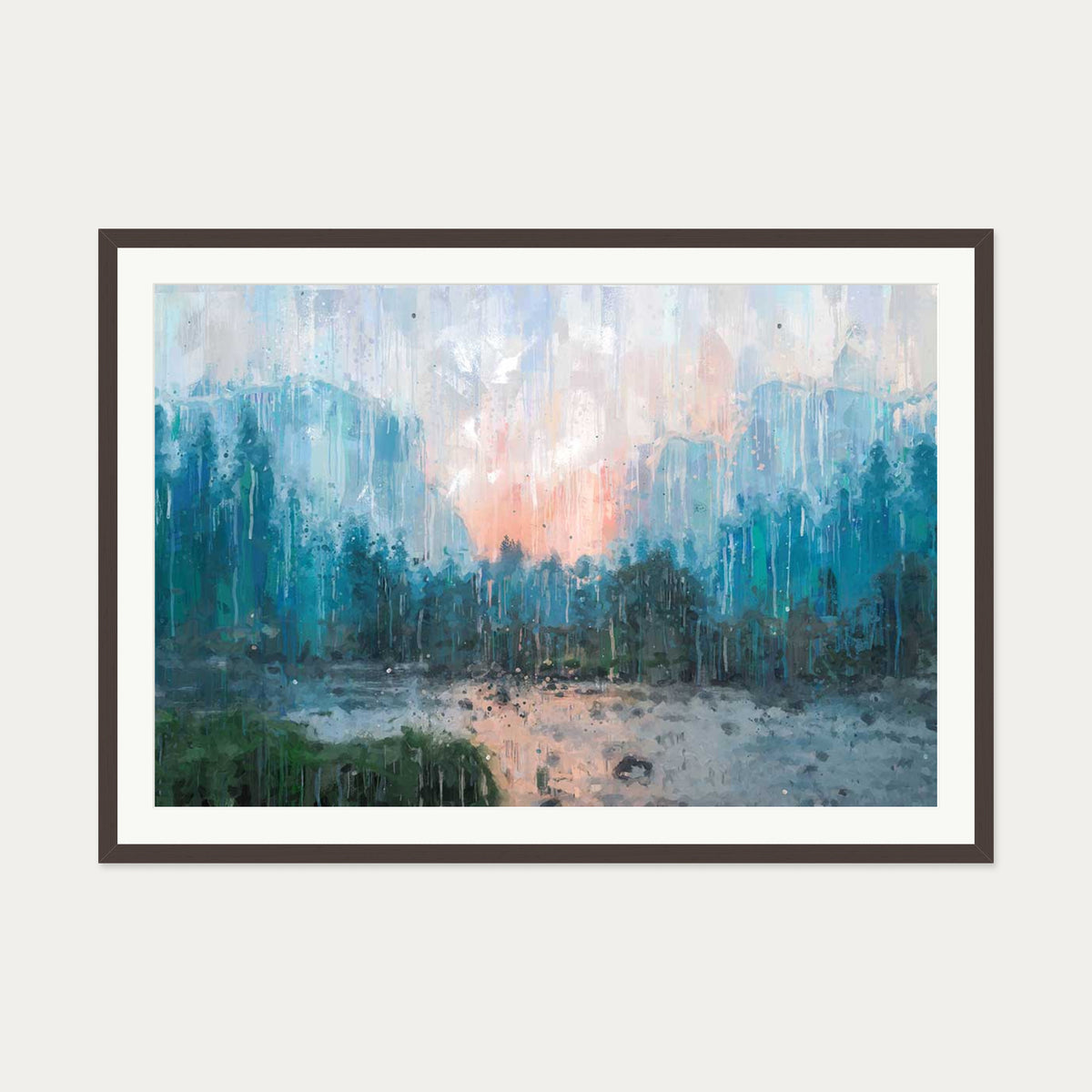 Sunset Landscape Art Print — 70 x 100 cm — Brown Frame