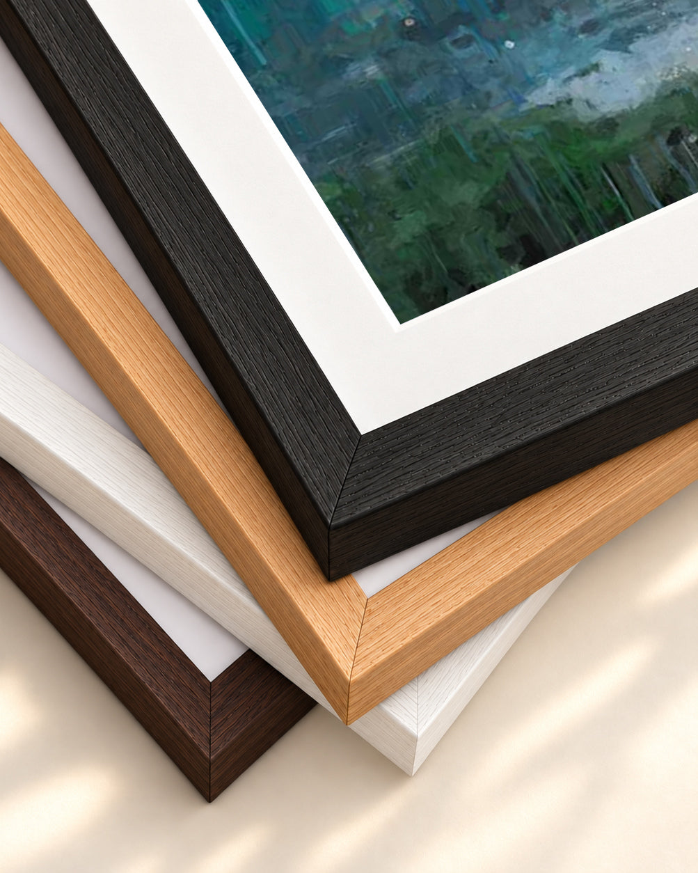 Sunset Landscape Art Print — framed print corner with 5 cm mount and bevel
