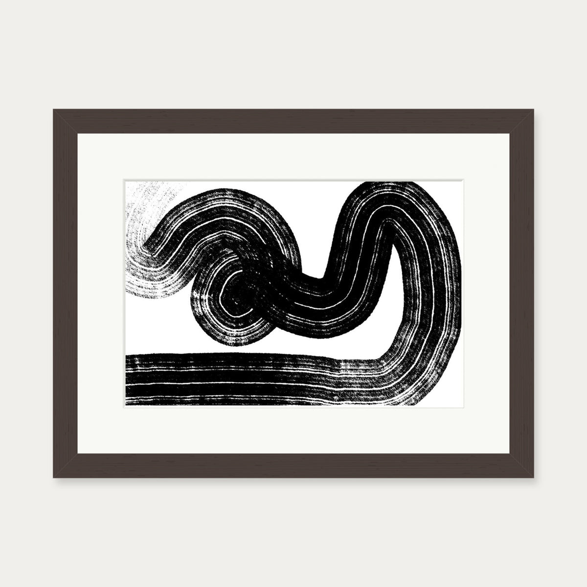 Swerve Line Art Art Print — 30 x 40 cm — Brown Frame