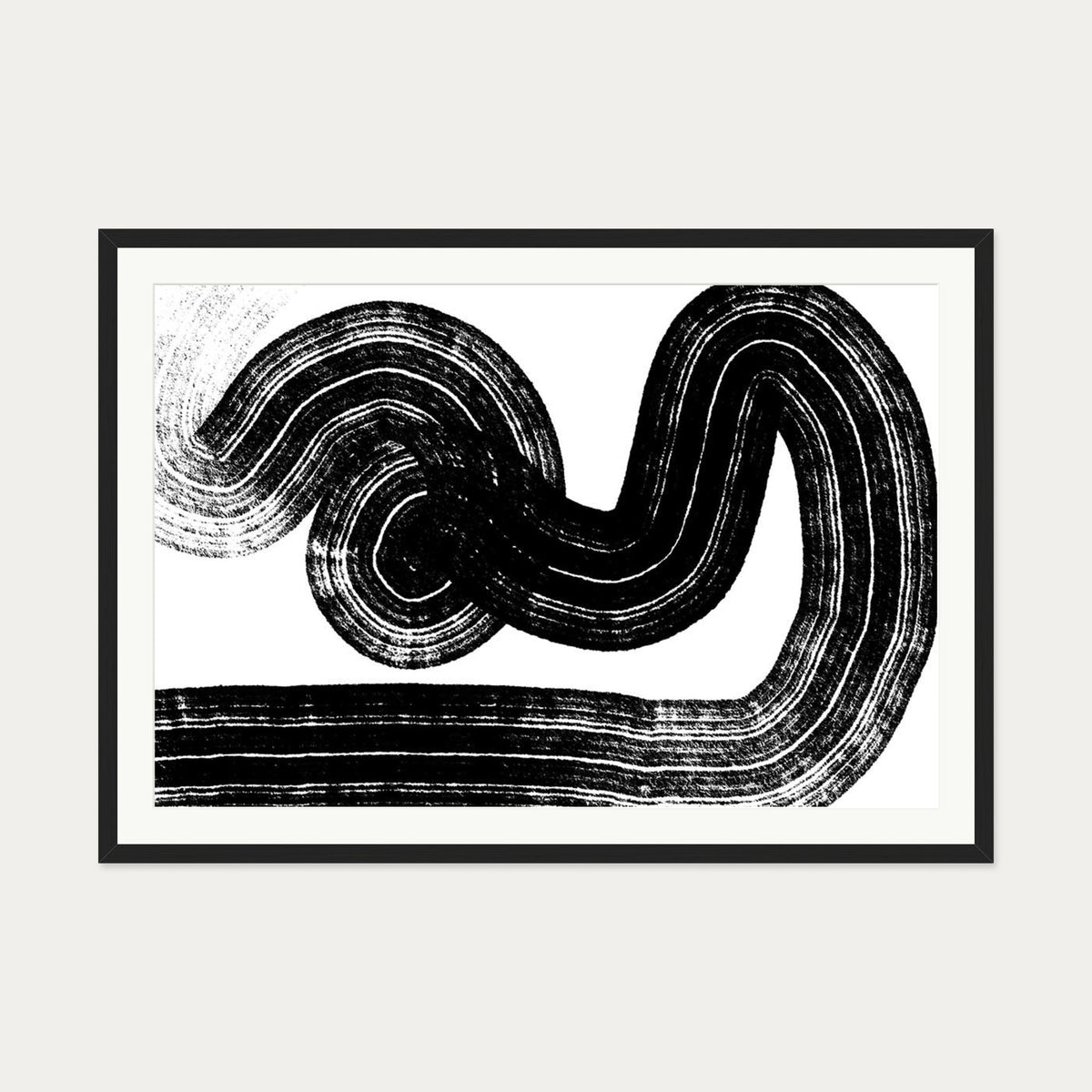 Swerve Line Art Art Print — 70 x 100 cm — Black Frame