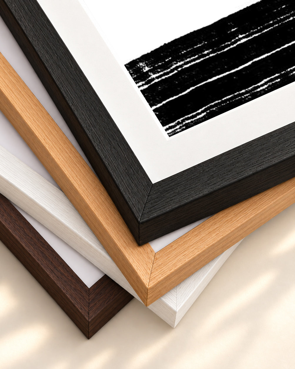 Swerve Line Art Art Print — framed print corner with 5 cm mount and bevel