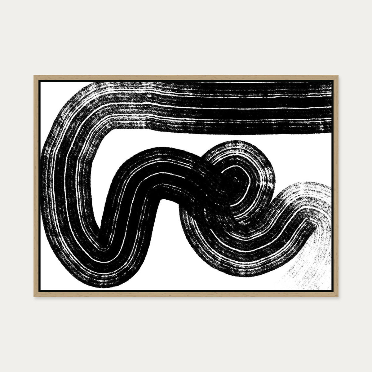 Swerve Line Canvas Art — 50 x 70 cm — Oak Frame