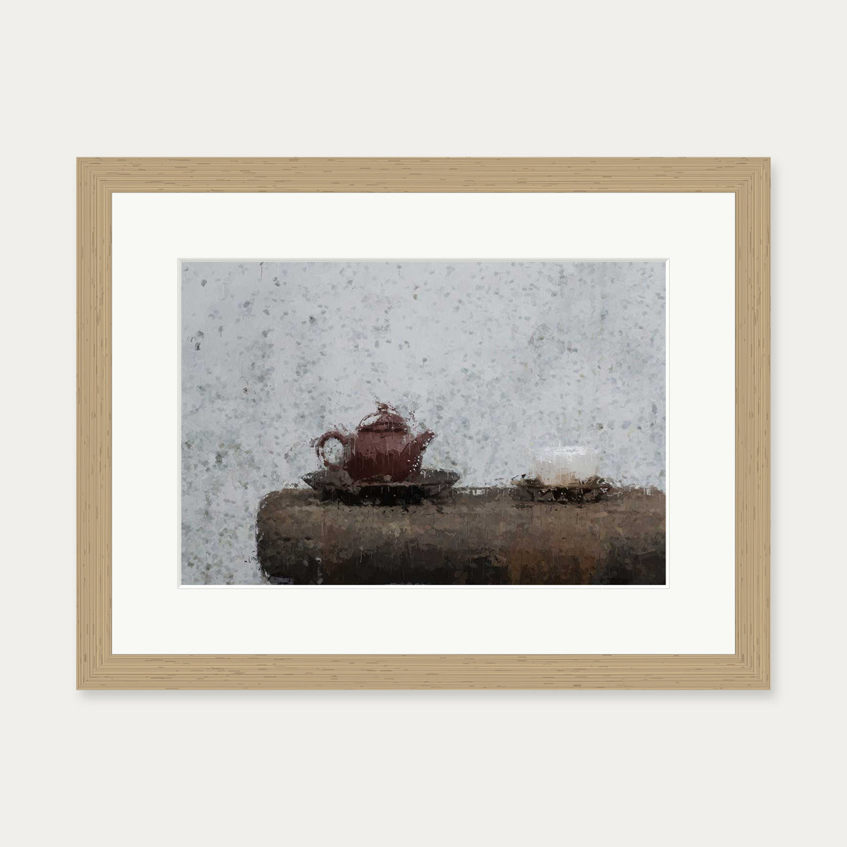 Tea Pot Still Life Art Print — 30 x 40 cm — Oak Frame