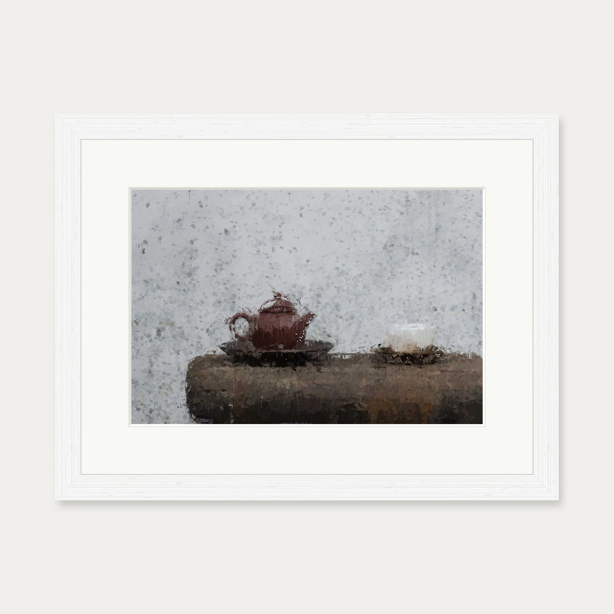 Tea Pot Still Life Art Print — 30 x 40 cm — White Frame