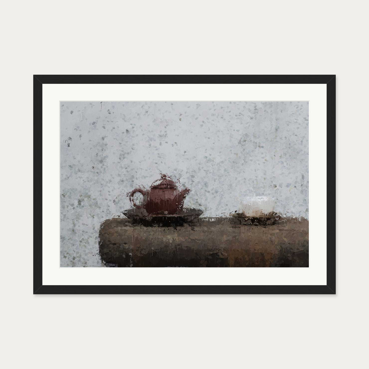 Tea Pot Still Life Art Print — 50 x 70 cm — Black Frame