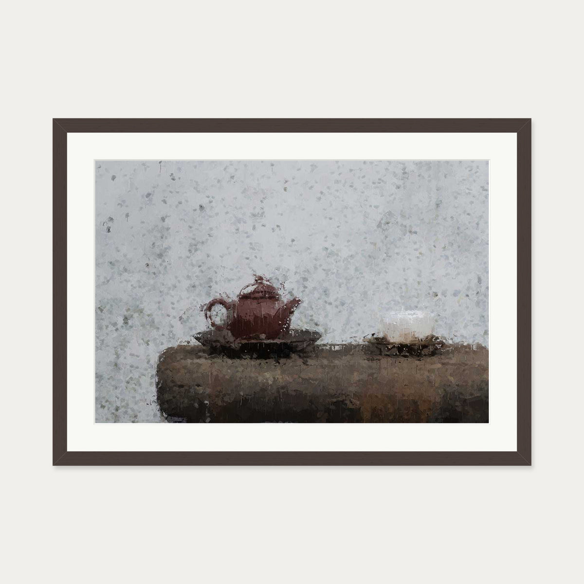 Tea Pot Still Life Art Print — 50 x 70 cm — Brown Frame