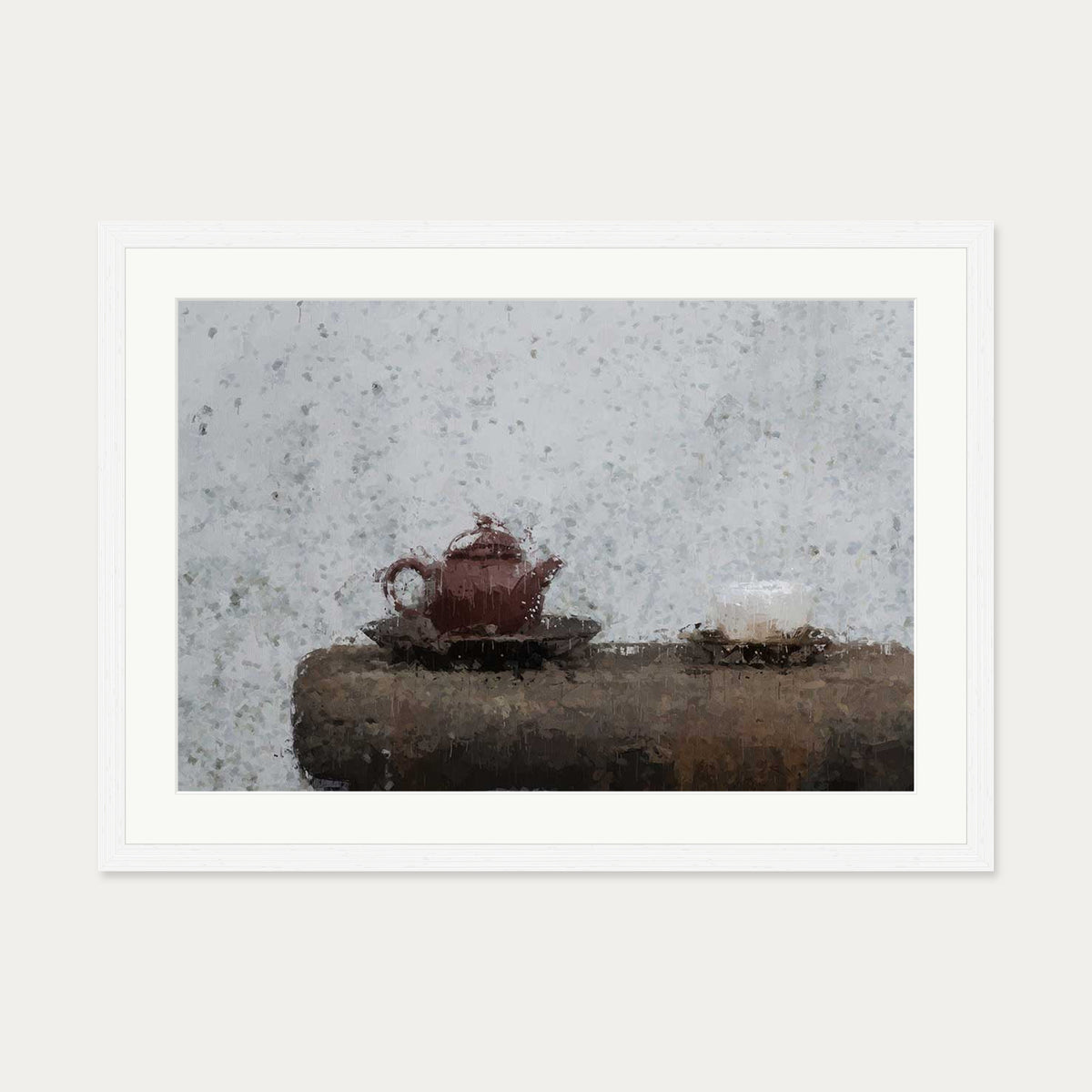 Tea Pot Still Life Art Print — 50 x 70 cm — White Frame