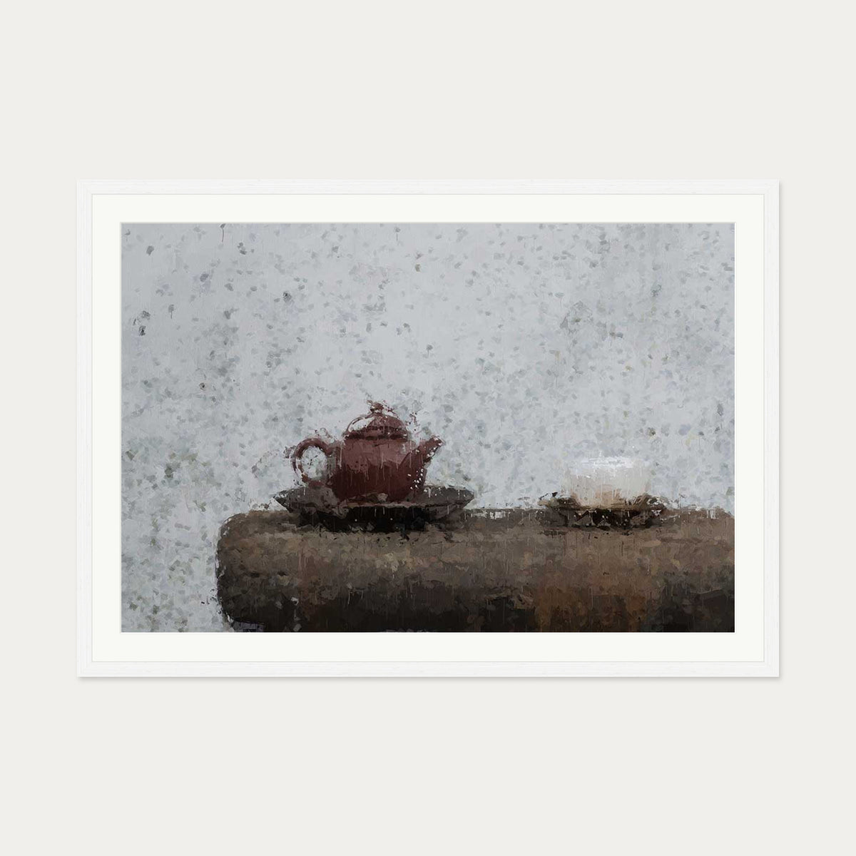 Tea Pot Still Life Art Print — 70 x 100 cm — White Frame