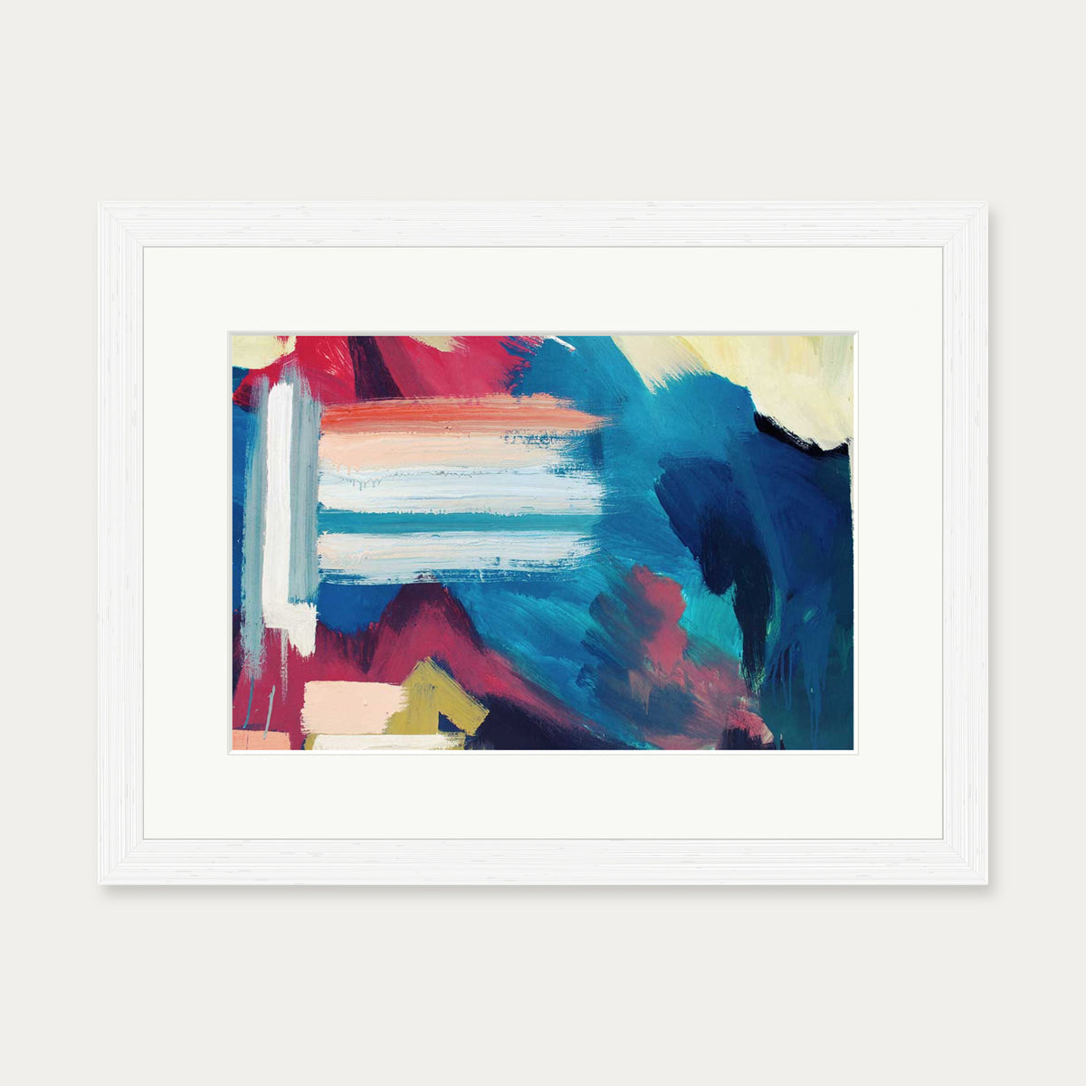 Teal Abstract Wall Art Print — 30 x 40 cm — White Frame