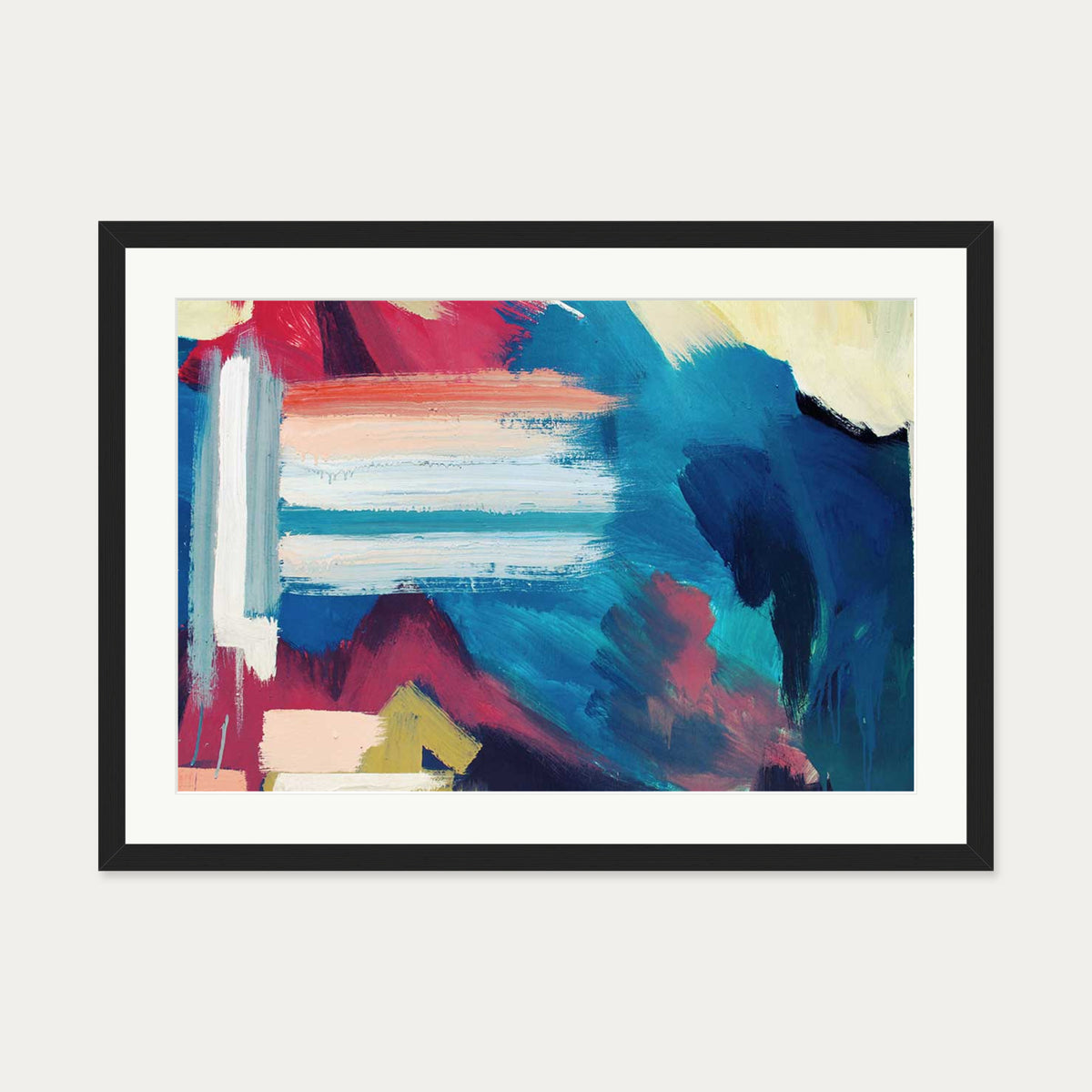 Teal Abstract Wall Art Print — 50 x 70 cm — Black Frame