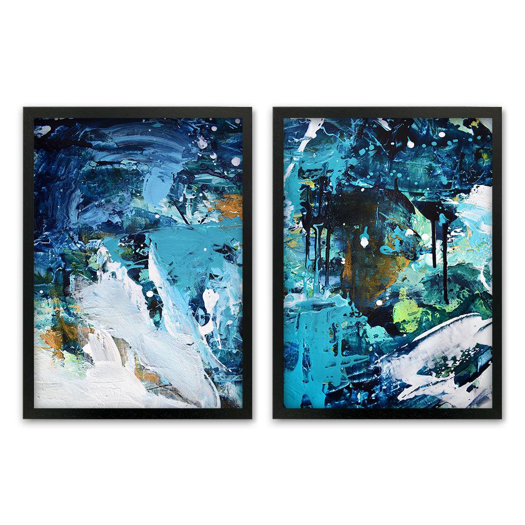 Teal And Gold Abstract Texture - Print Set of 2