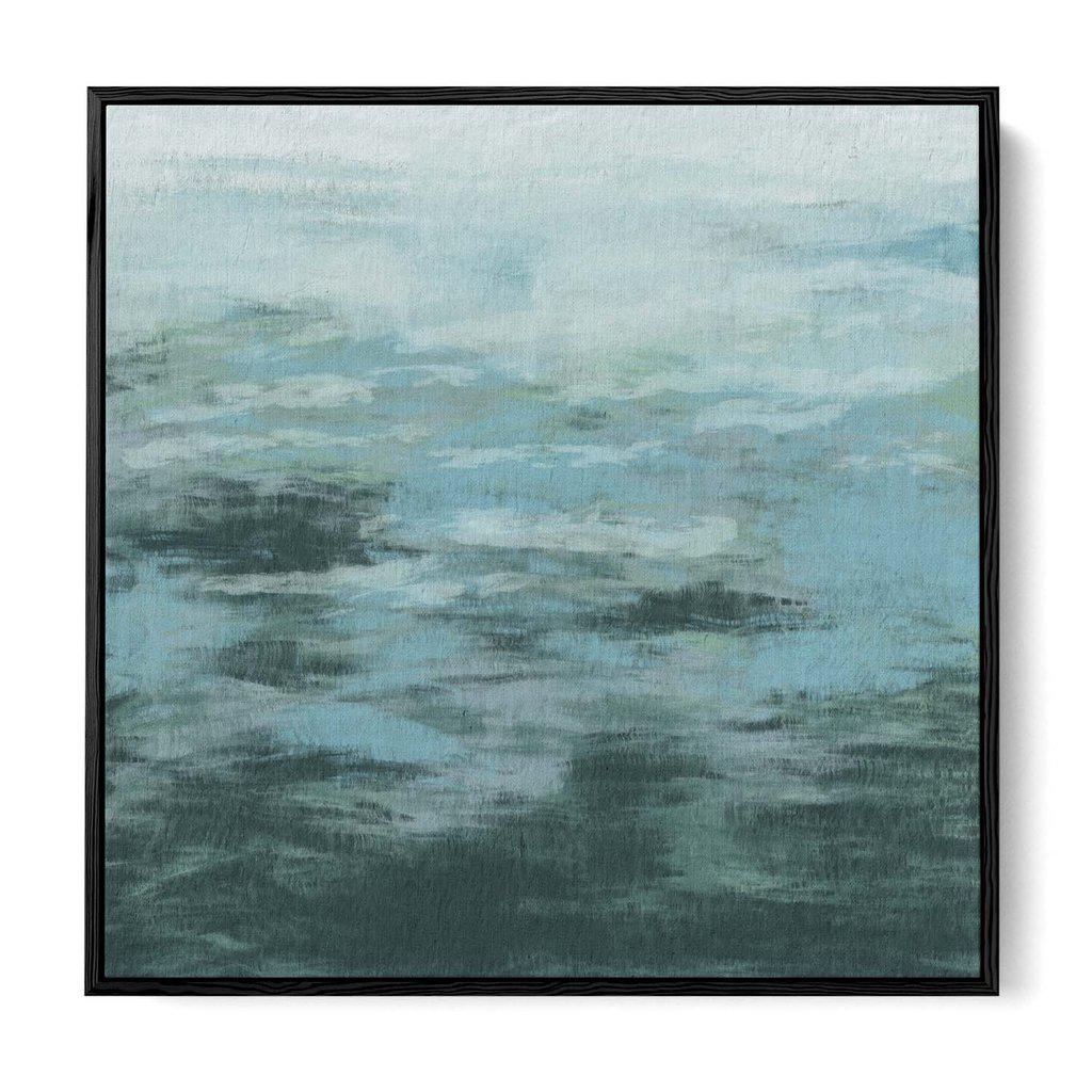 Teal Brush Strokes Abstract Framed Canvas