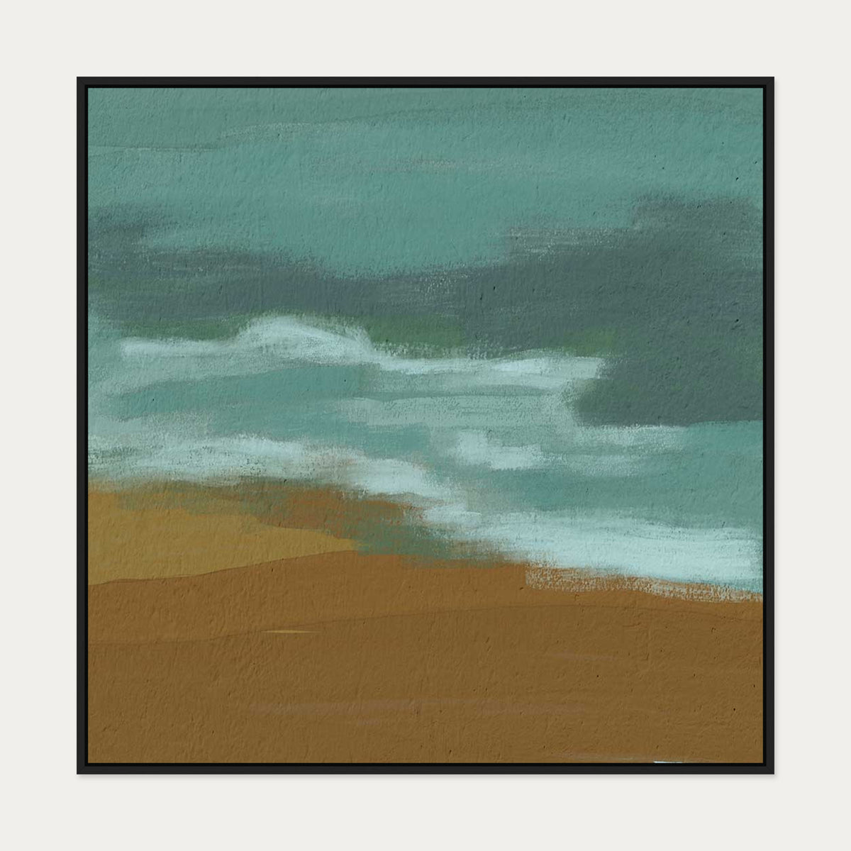 Teal Dunes Canvas Art — 100 x 100 cm — Black Frame