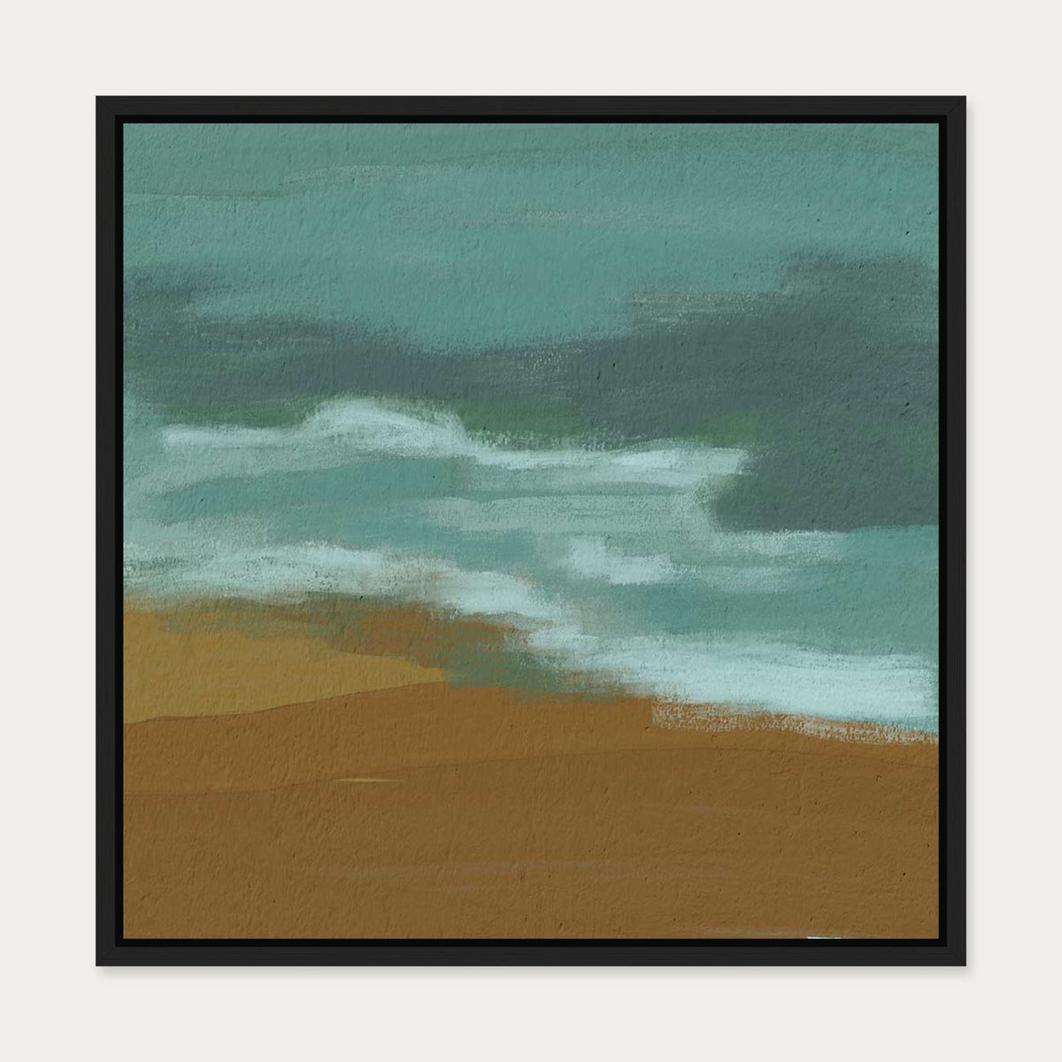 Teal Dunes Canvas Art — 50 x 50 cm — Black Frame