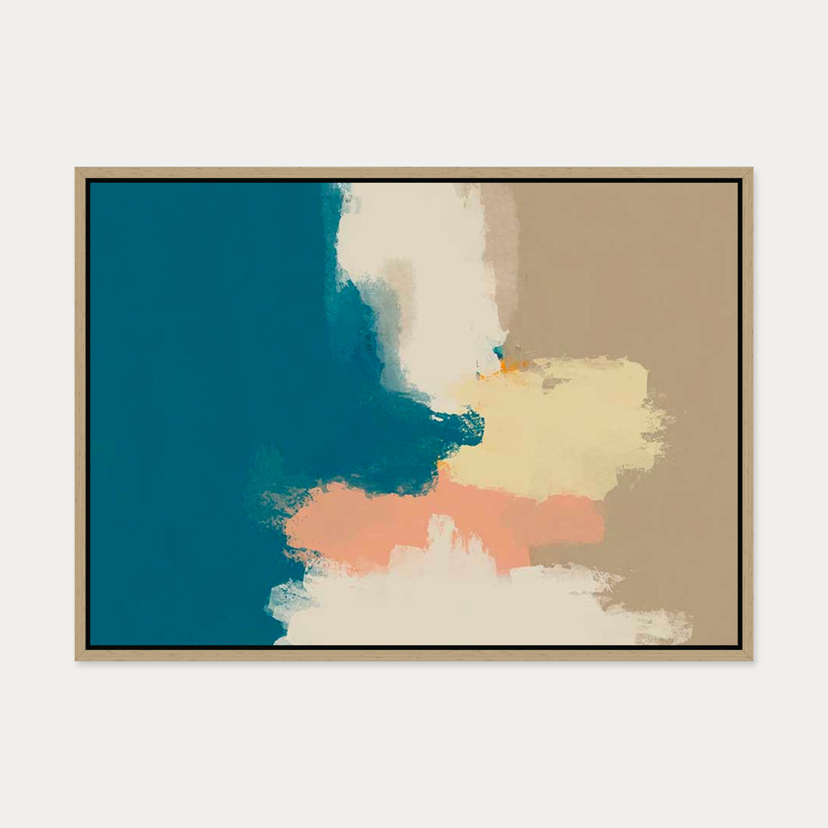 Teal Seas Canvas Art — 50 x 70 cm — Oak Frame
