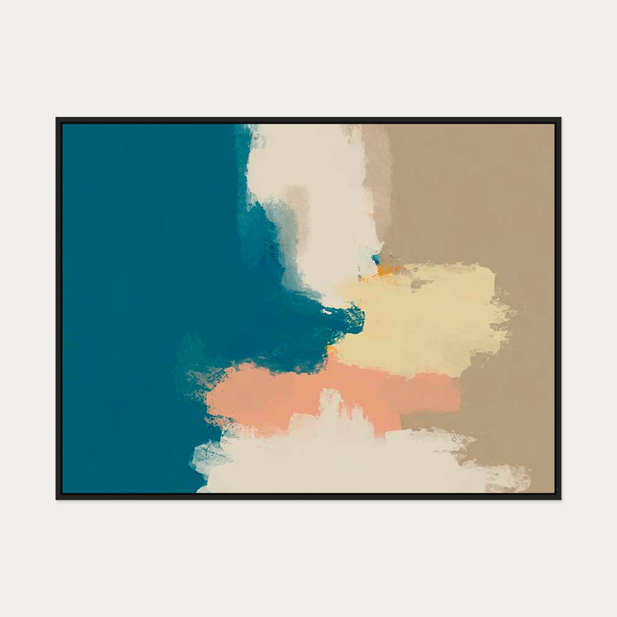 Teal Seas Canvas Art — 90 x 120 cm — Black Frame