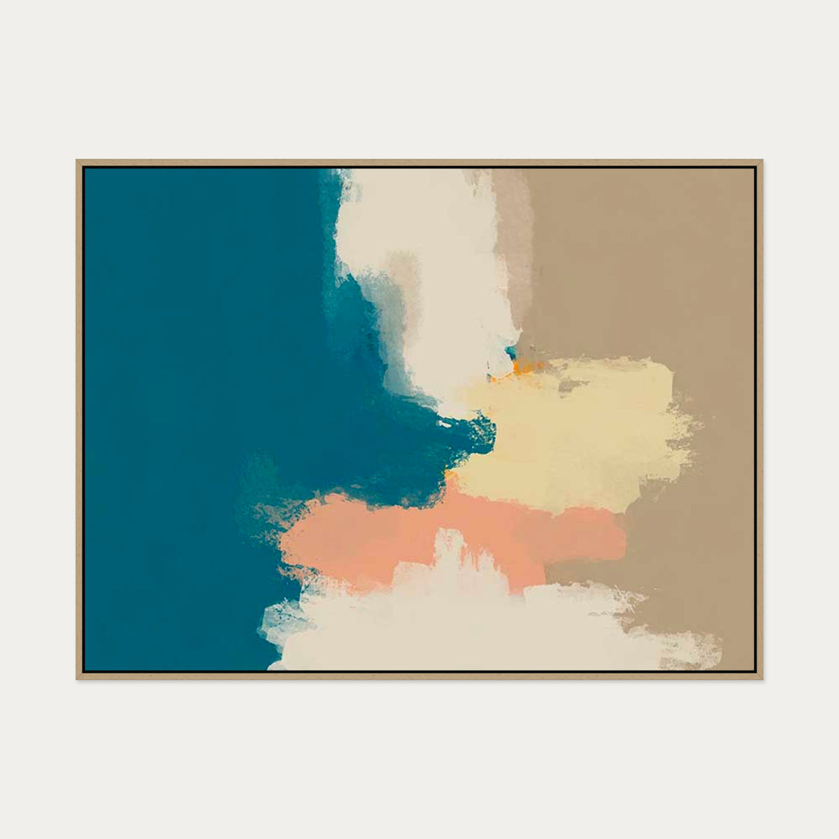 Teal Seas Canvas Art — 90 x 120 cm — Oak Frame