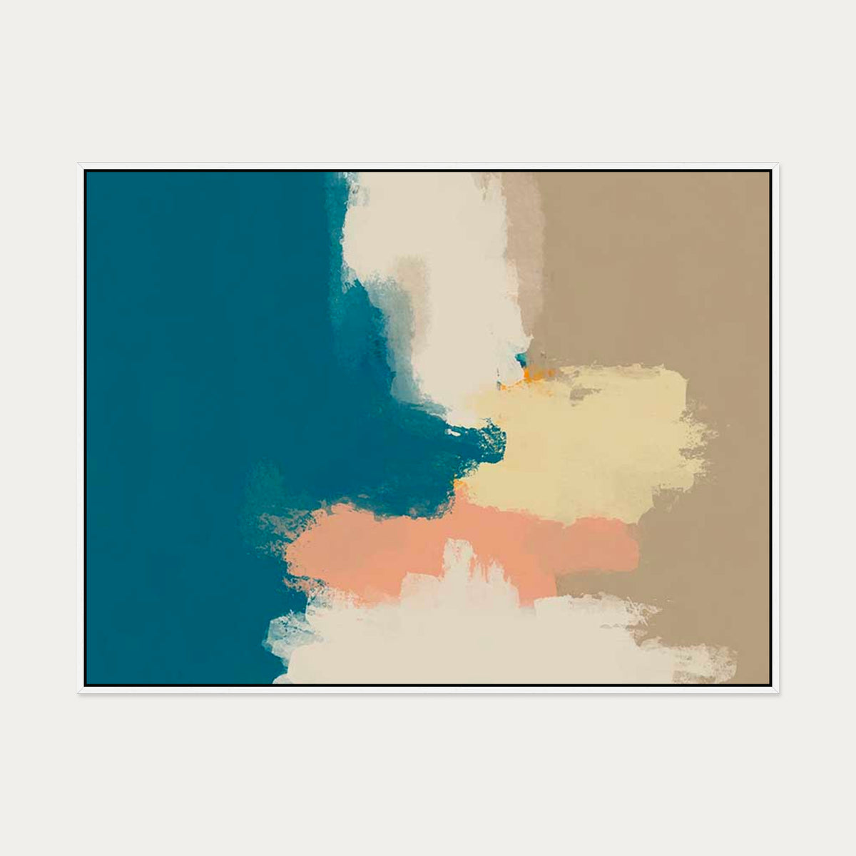 Teal Seas Canvas Art — 90 x 120 cm — White Frame