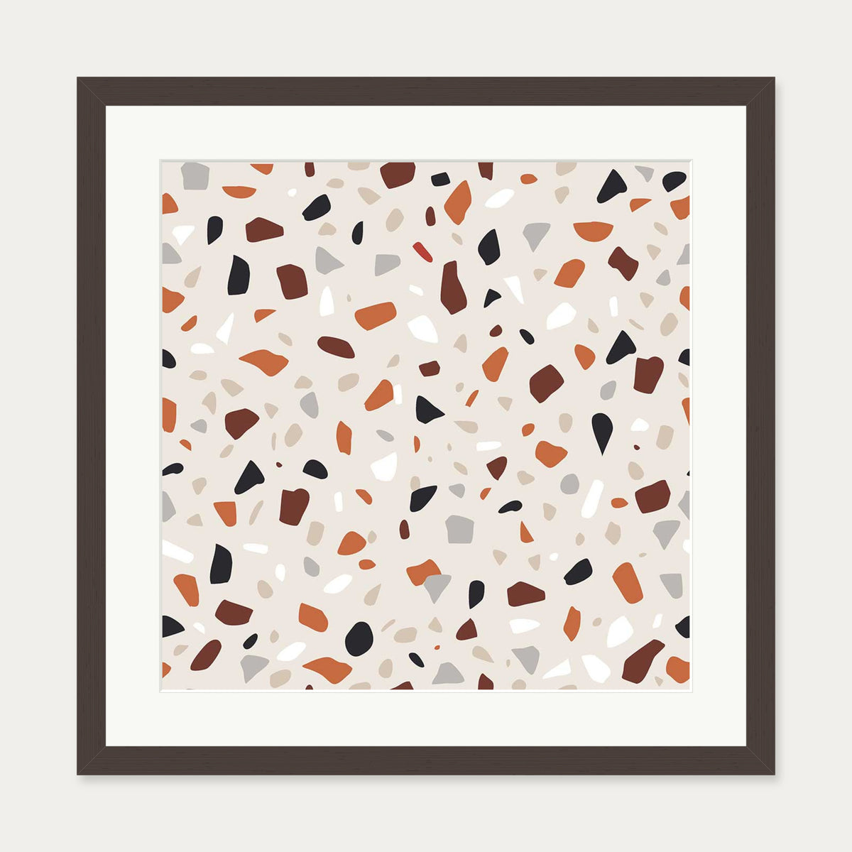 Terrazzo Square Art Print — 50 x 50 cm — Brown Frame