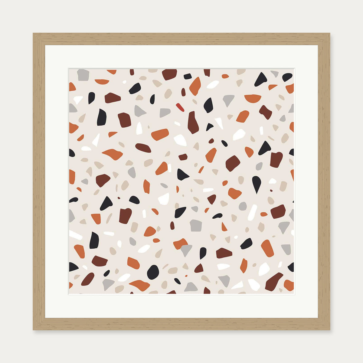 Terrazzo Square Art Print — 50 x 50 cm — Oak Frame