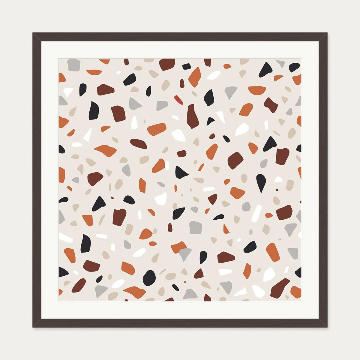 Terrazzo Square Art Print — 70 x 70 cm — Brown Frame