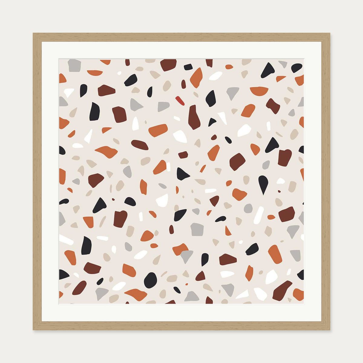 Terrazzo Square Art Print — 70 x 70 cm — Oak Frame