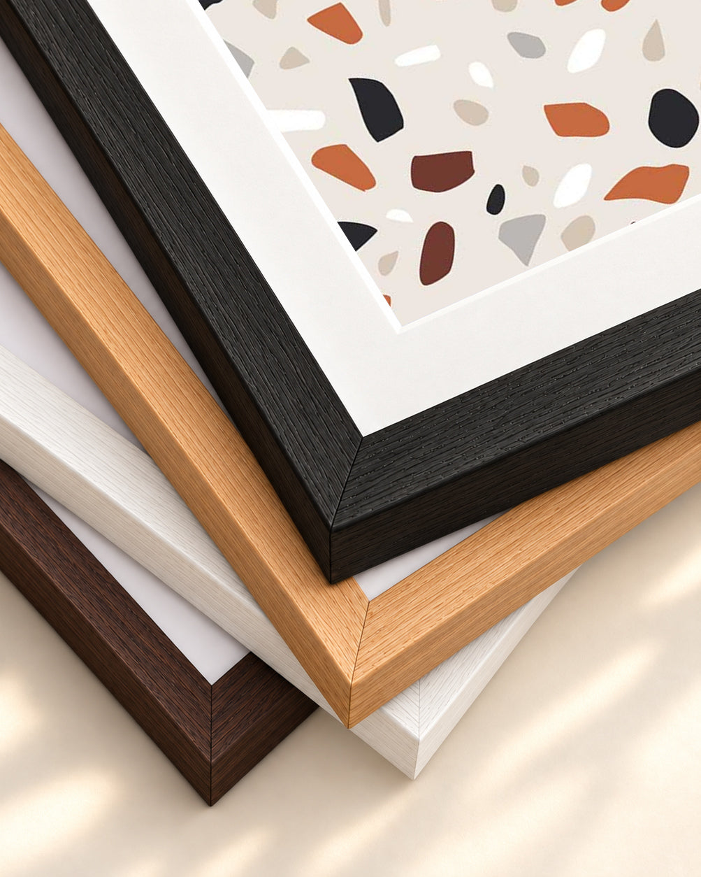 Terrazzo Square Art Print — framed print corner with 5 cm mount and bevel