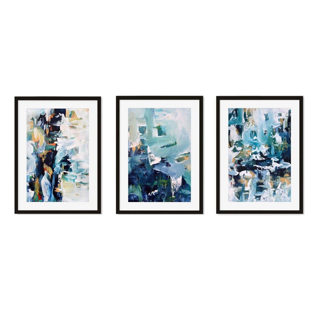 Textured Blue Abstract - Print Set Of 3