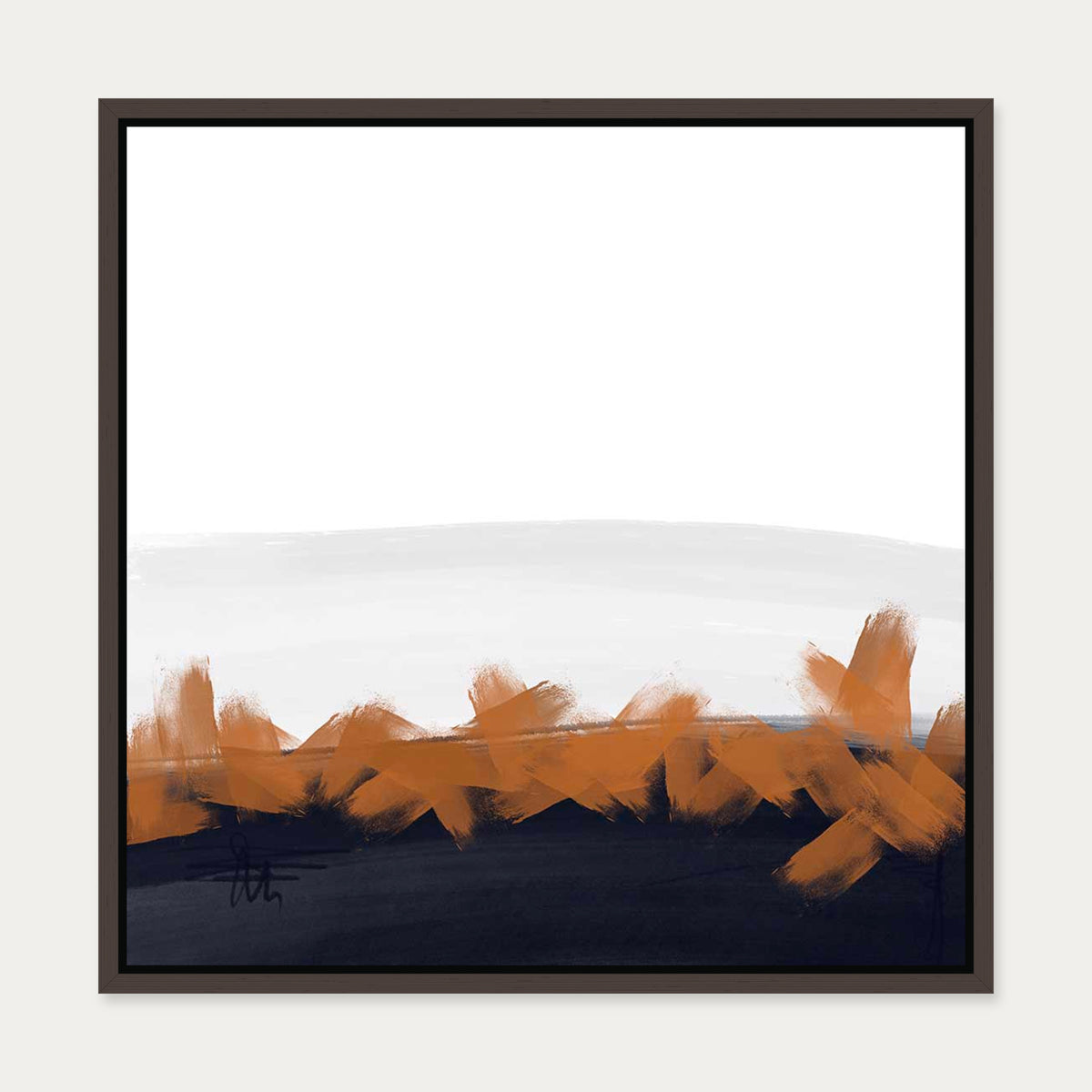 The Autumn Gardens Canvas Art — 50 x 50 cm — Brown Frame
