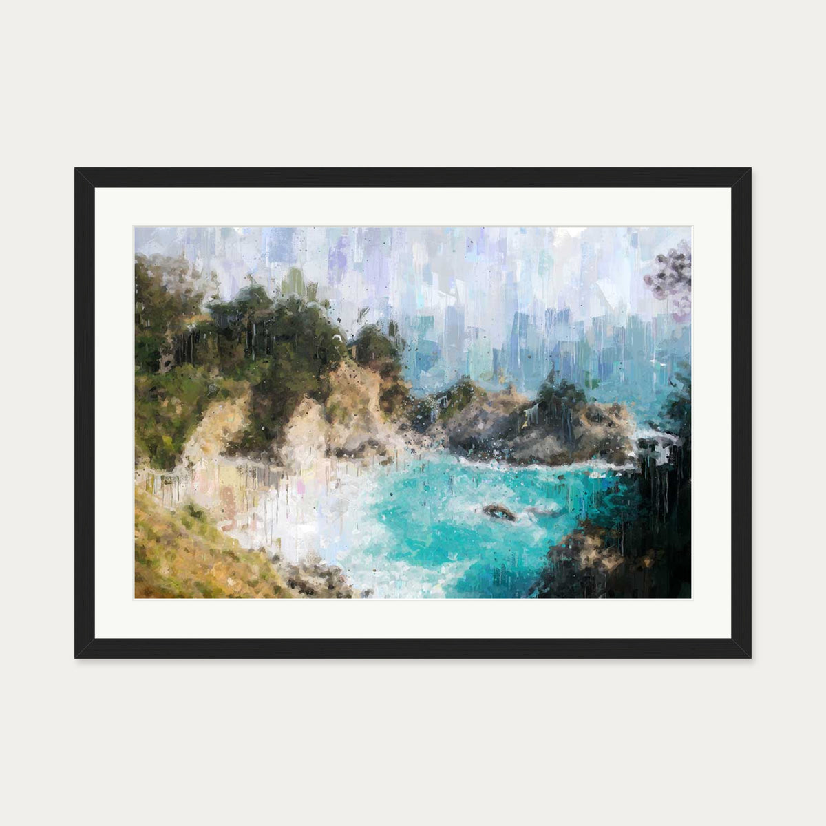 The Beach Art Print — 50 x 70 cm — Black Frame