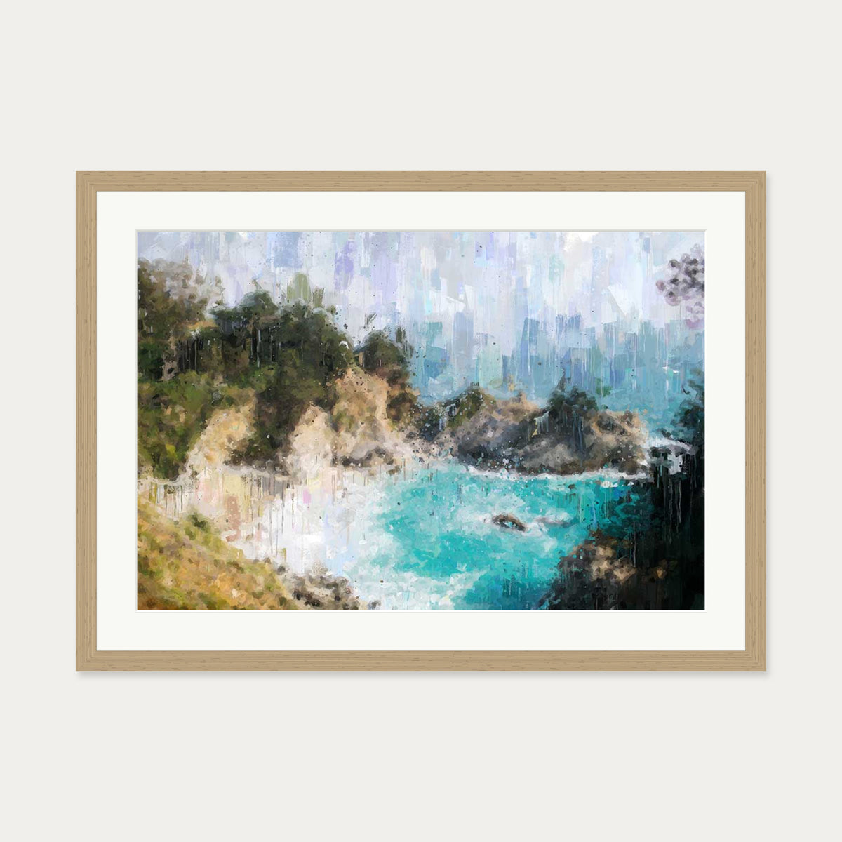 The Beach Art Print — 50 x 70 cm — Oak Frame