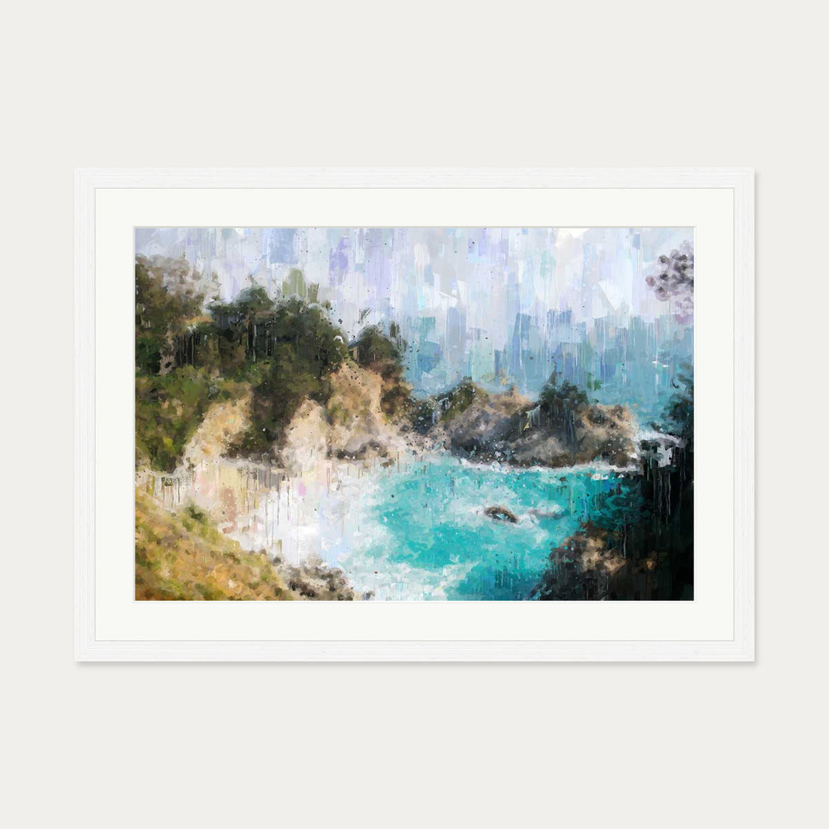 The Beach Art Print — 50 x 70 cm — White Frame